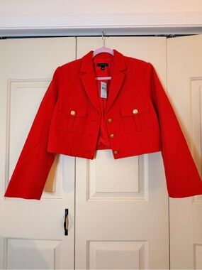 Ann Taylor Bright Red Textured Blazer